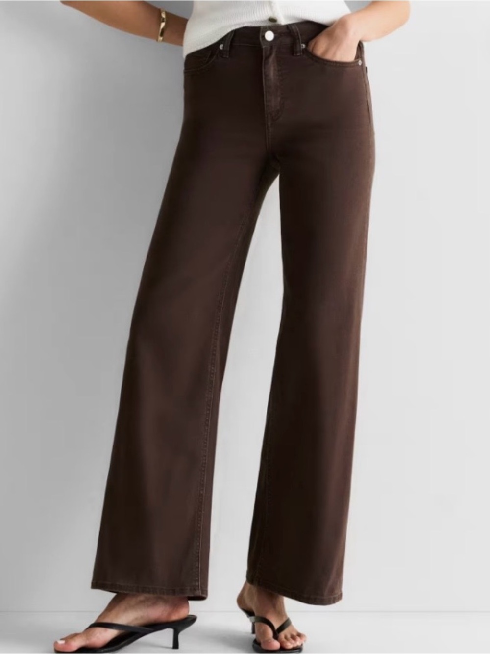 NWT Quince Bella Wide Leg Jeans Coffee Bean Brown - Size 25, 28” inseam